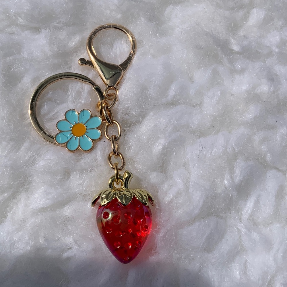 Strawberry & Daisy Keychain/bag charm (New)